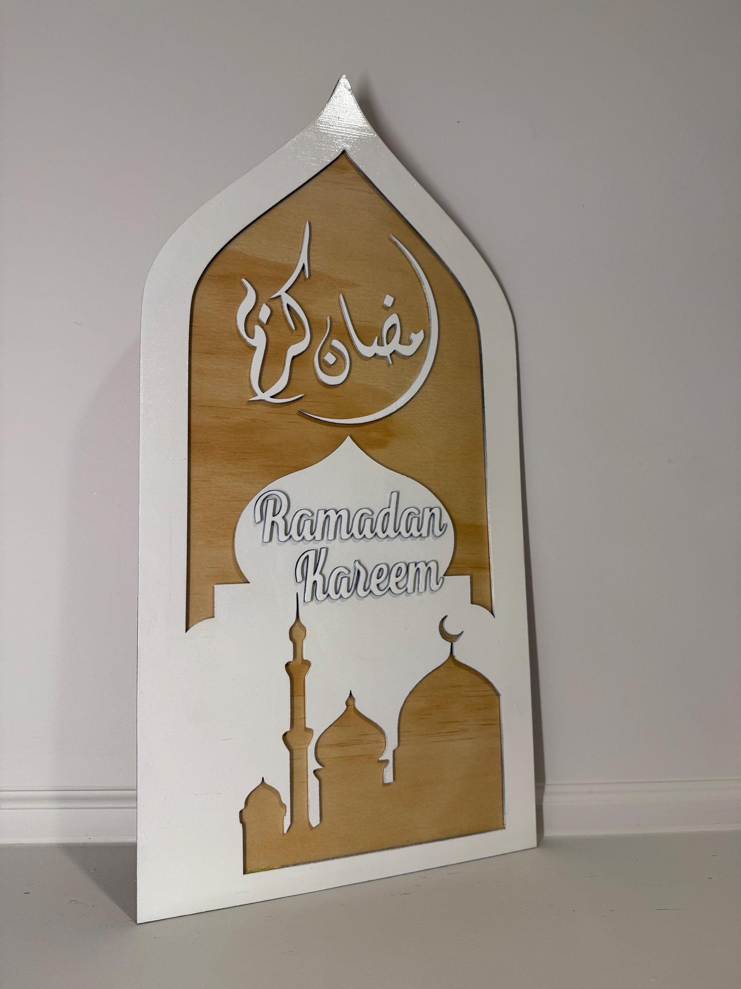 Islamic ramadan mehrab Ramadan kareem wall hanging and home decor with base option available translated into English and Arabic