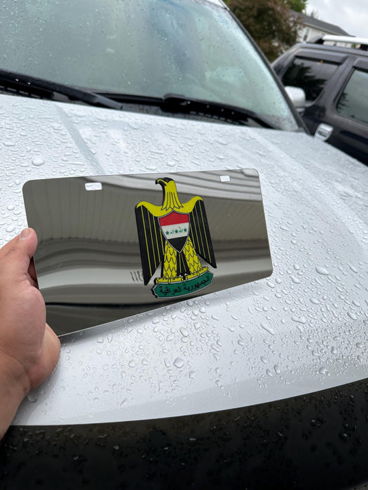 Iraq Front License Plate – Acrylic Car Decoration | Patriotic Iraqi Car Accessory