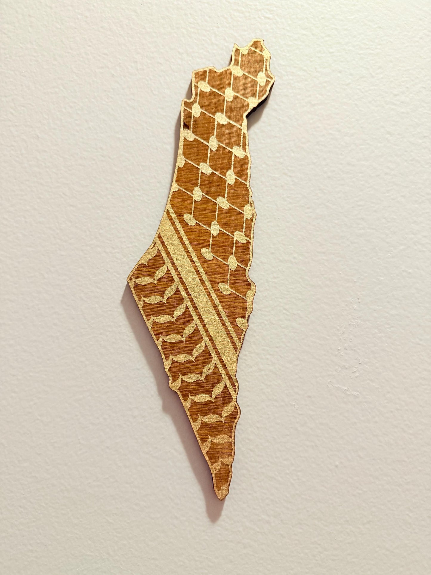 خريطة فلسطين بالخط العربي - لوحة جدارية إسلامية خشبية | خريطة فلسطين محفورة بالليزر | ديكور منزلي إسلامي