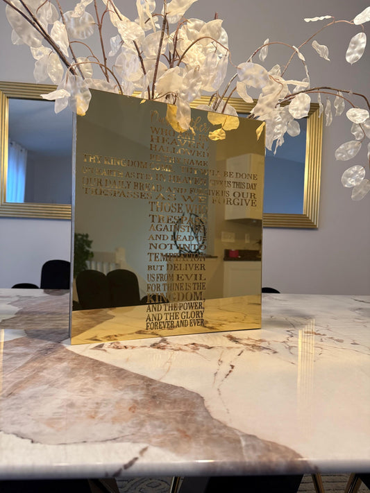 Lord’s Prayer Wall Art Assyrian and English Prayer Gold Silver Acrylic Christian Home Decor Religious Gift Spiritual Wall Accent