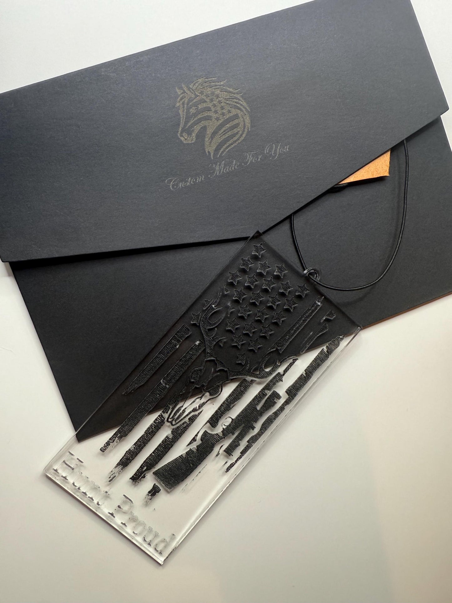 Hunt Proud Car Charm | American Flag Deer Skull Acrylic Pendant | Patriotic Hunter Gift