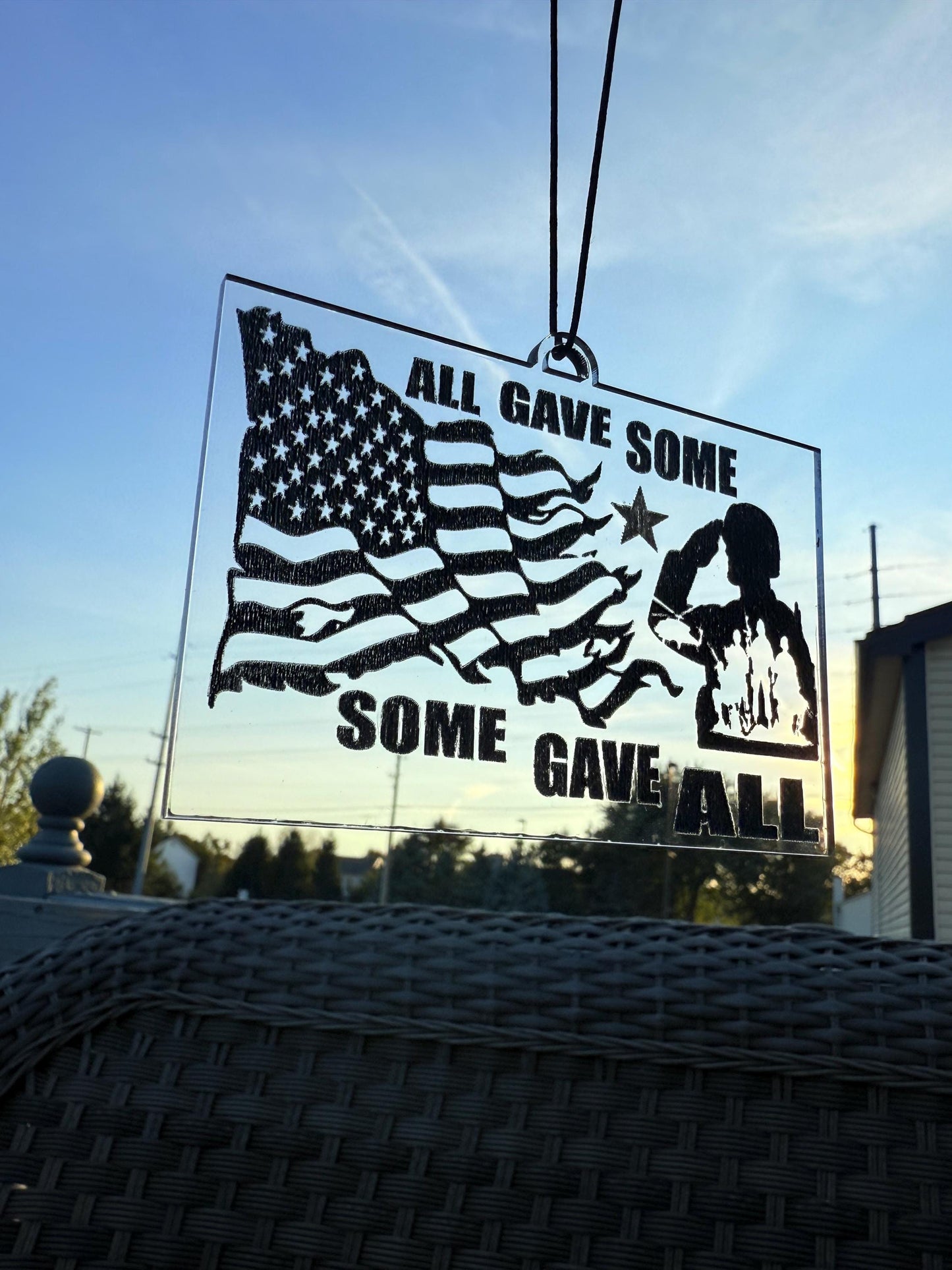 Memorial Car Pendant | “All Gave Some, Some Gave All” Acrylic Hanging Charm | Patriotic Veteran Gift | Handmade USA Military Tribute