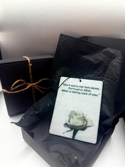Trust in Allah Car Freshener – Inspirational Islamic Quote | Handmade Air Freshener