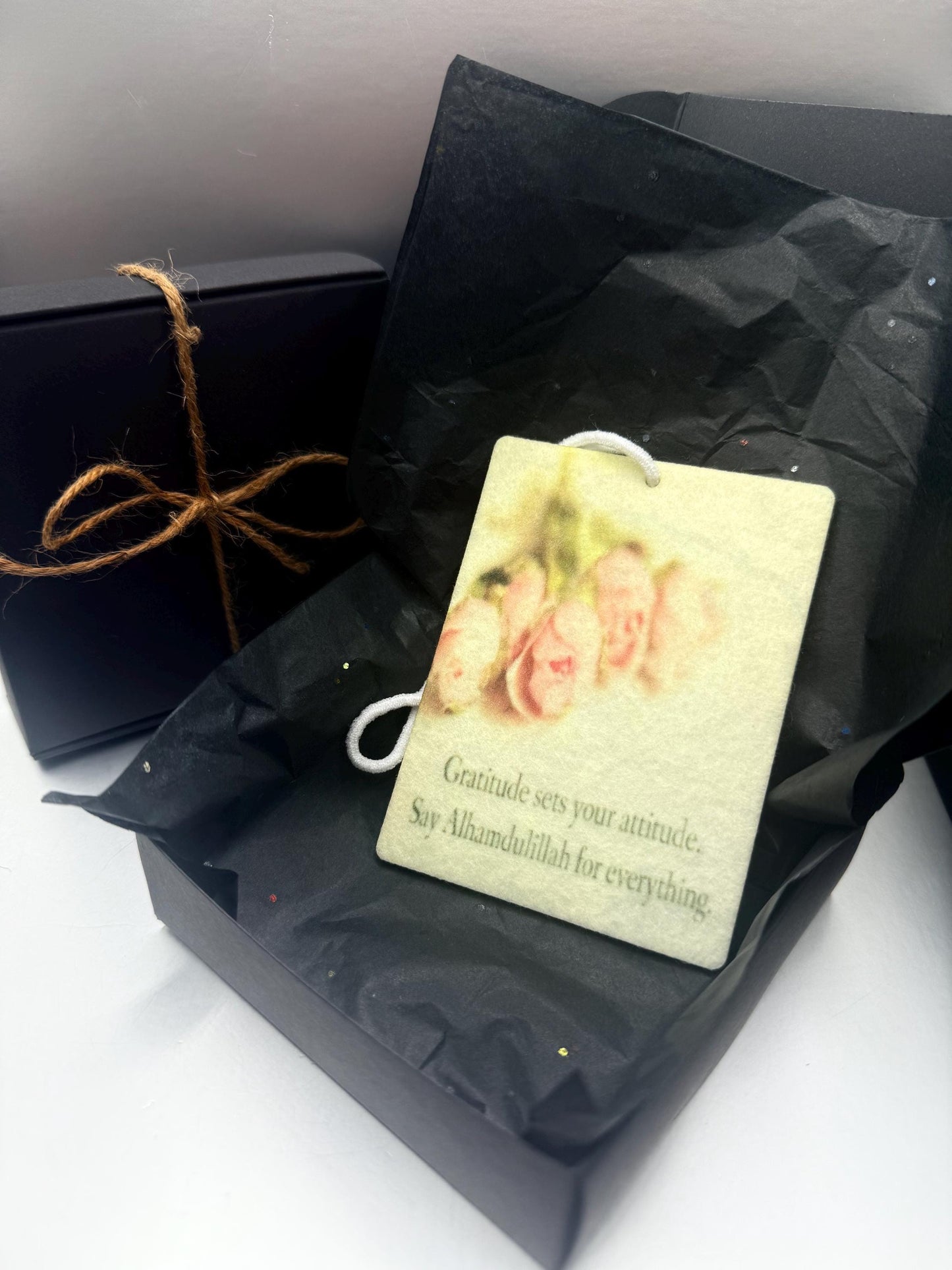 Gratitude Car Freshener – Alhamdulillah Quote | Handmade Arabic Calligraphy Air Freshener