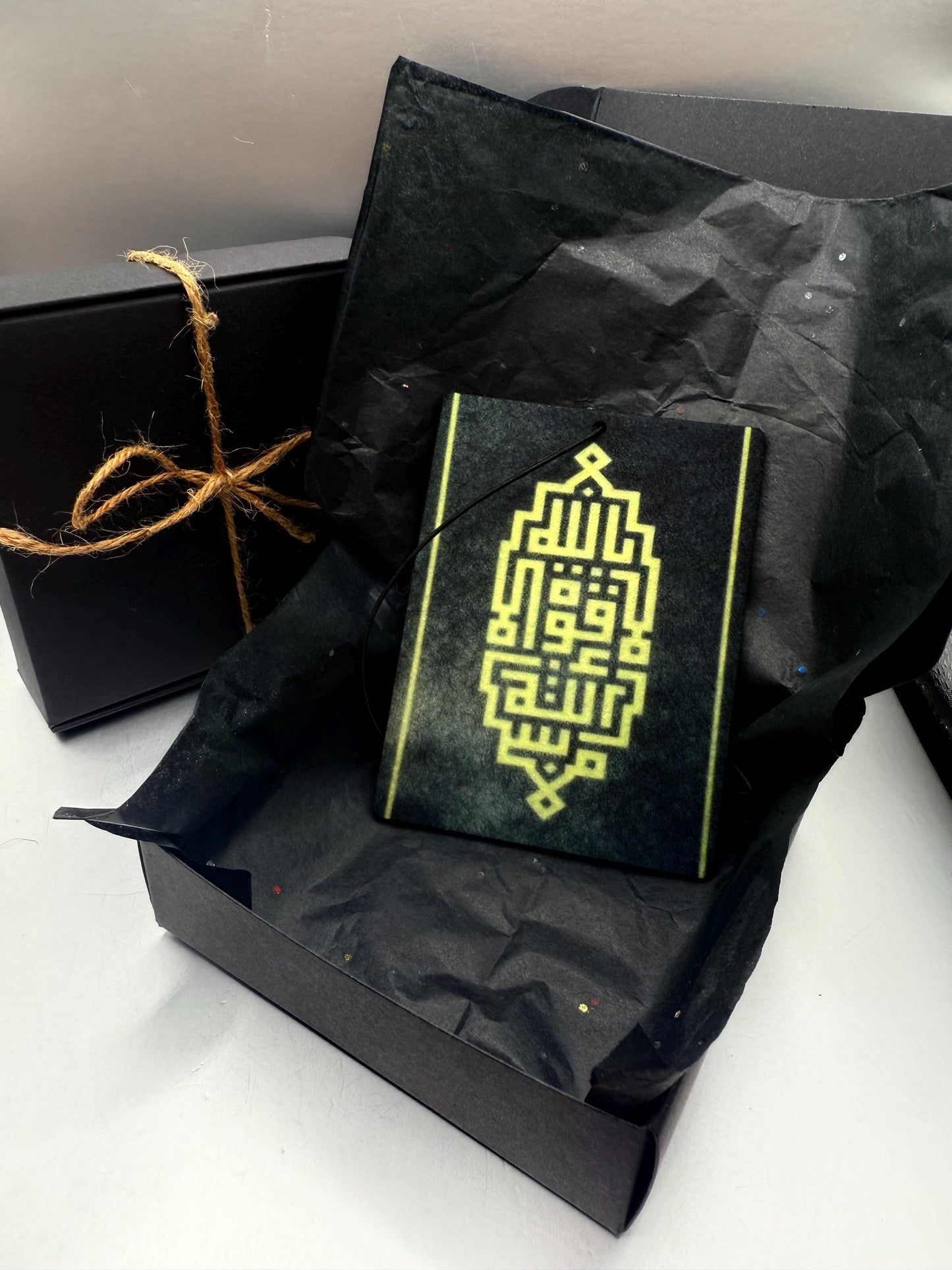 Shahada Car Freshener – Kufic Arabic Calligraphy | Handmade Islamic Air Freshener