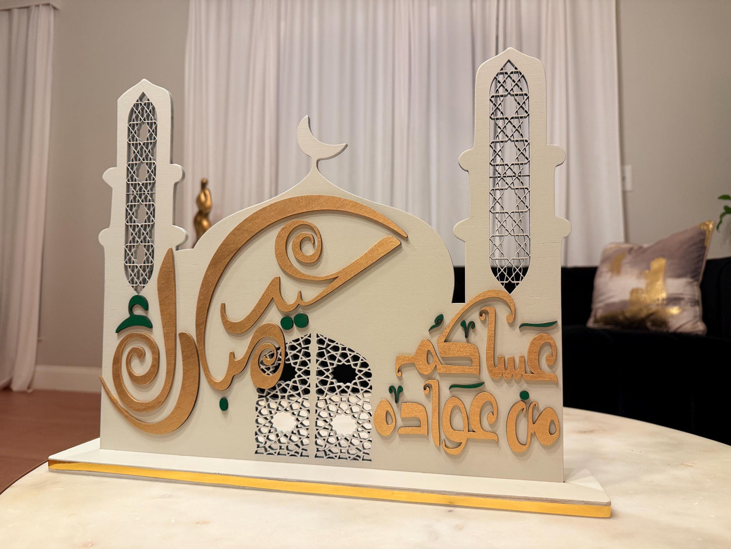 Ramadan Eid Wooden Decor | Mosque & Arabic Calligraphy | Layered Handmade Islamic Art | Multiple Sizes | Premium Home Decor