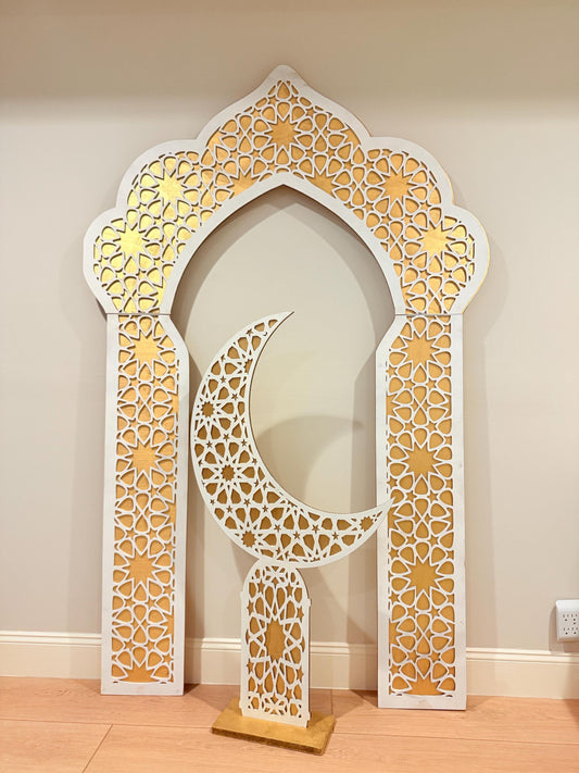 Original Islamic Crescent Moon Decor | Luxury Wooden Ramadan Decor | Large Islamic Statement Piece | Freestanding Moon Art | Multiple Sizes