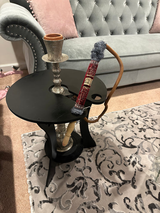 Hookah Table | Shisha Stand with Hose Holders | Wooden End Table for Hookah Setup | Handmade Hookah Furniture