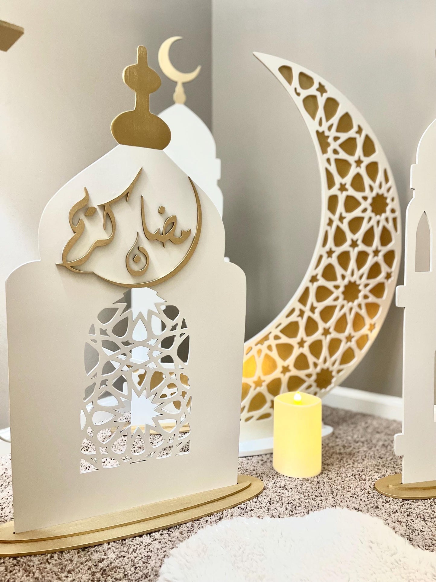 RAMADAN MINARETS MOSQUE | Eid | Home Decor| Eid Decor| Home | Masjid | Ramadan| Mosque | Geometric | 3 Piece Set ~ Ramadan Decor