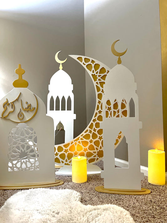 RAMADAN MINARETS MOSQUE | Eid | Home Decor| Eid Decor| Home | Masjid | Ramadan| Mosque | Geometric | 3 Piece Set ~ Ramadan Decor