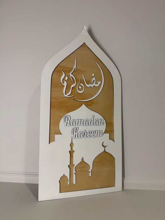 Islamic ramadan mehrab Ramadan kareem wall hanging and home decor with base option available translated into English and Arabic