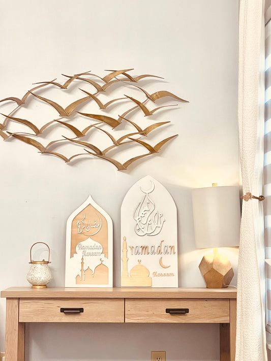 Islamic ramadan mehrab Ramadan kareem wall hanging and home decor with base option available translated into English and Arabic
