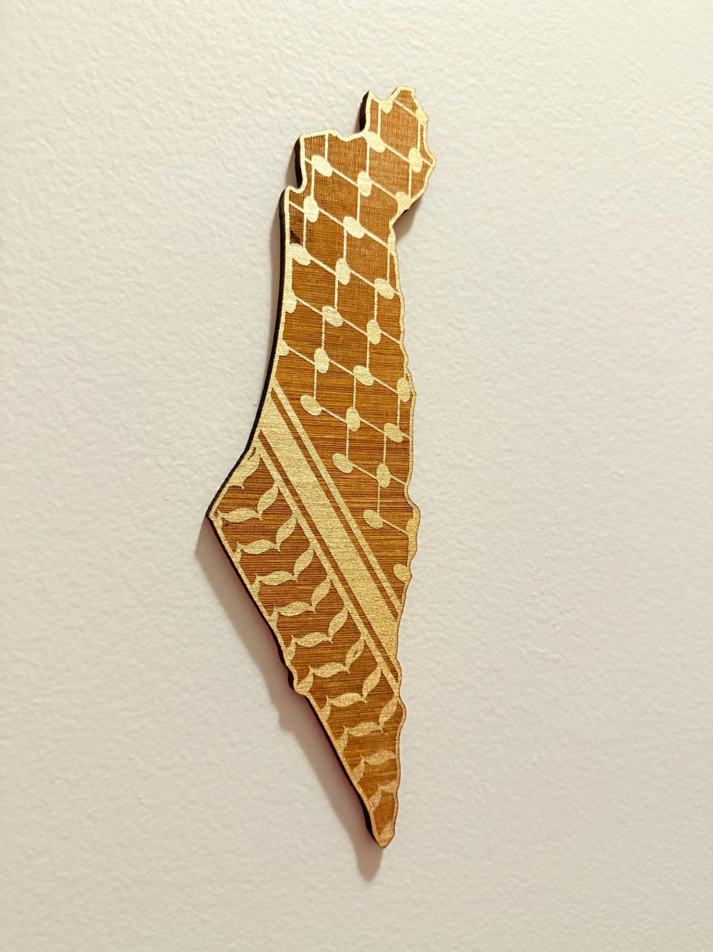 خريطة فلسطين بالخط العربي - لوحة جدارية إسلامية خشبية | خريطة فلسطين محفورة بالليزر | ديكور منزلي إسلامي