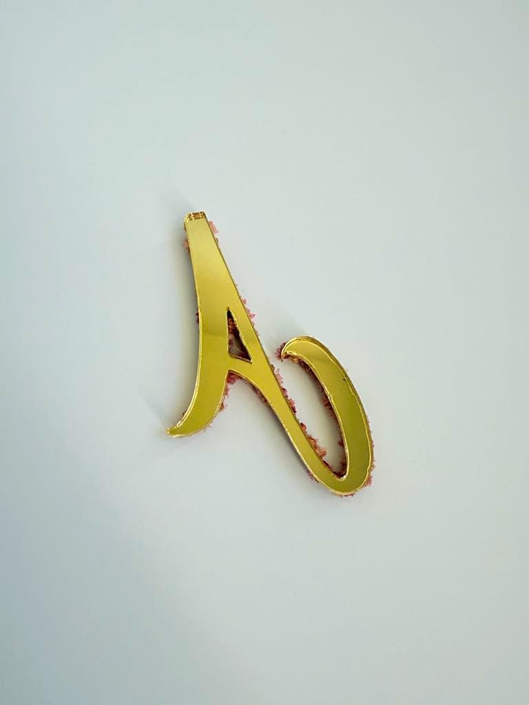 Custom Acrylic Car Hanging – Floral Gold Mirror Initial with Pearls – Unisex Rearview Mirror Charm – Single or Pair – Aesthetic Gift