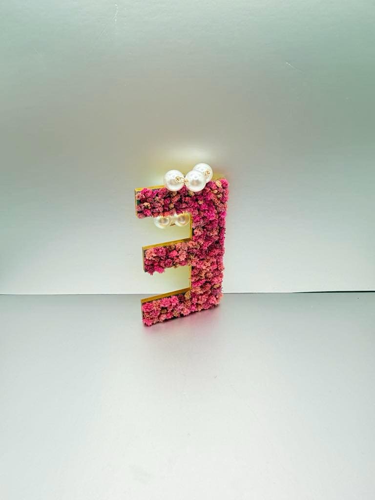 Custom Acrylic Car Hanging – Floral Gold Mirror Initial with Pearls – Unisex Rearview Mirror Charm – Single or Pair – Aesthetic Gift