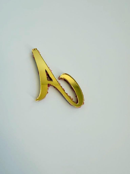 Custom Acrylic Car Hanging – Floral Gold Mirror Initial with Pearls – Unisex Rearview Mirror Charm – Single or Pair – Aesthetic Gift