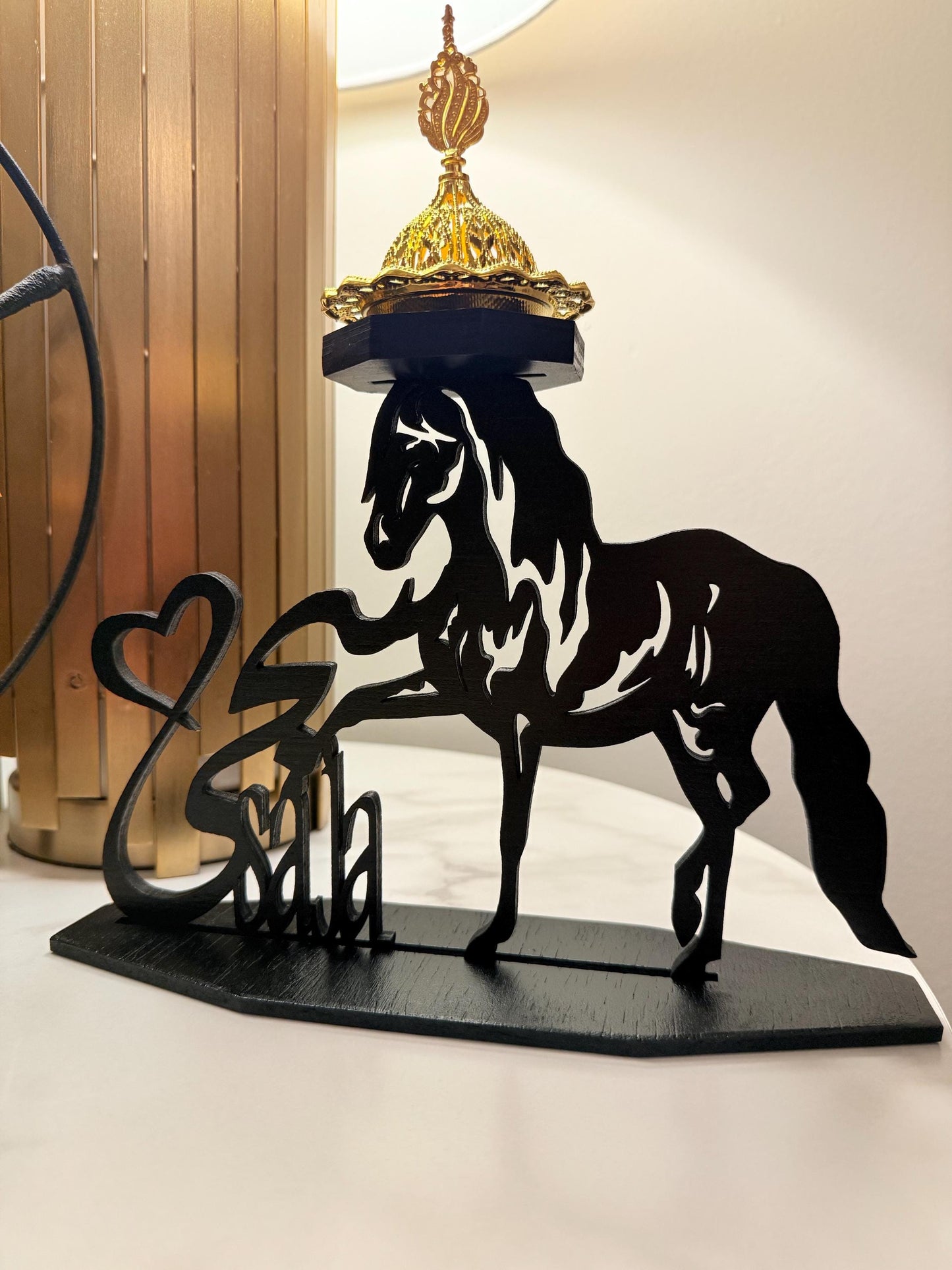 Personalized Wooden Horse Incense Burner | Custom Arabic Name Mabkhara | Handmade Wood Incense Holder & Unique Home Décor Gift