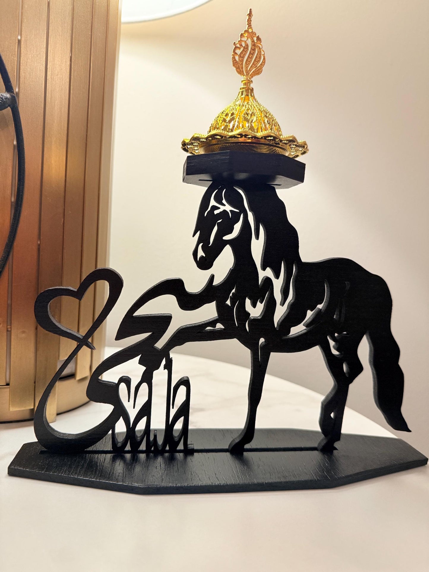 Personalized Wooden Horse Incense Burner | Custom Arabic Name Mabkhara | Handmade Wood Incense Holder & Unique Home Décor Gift