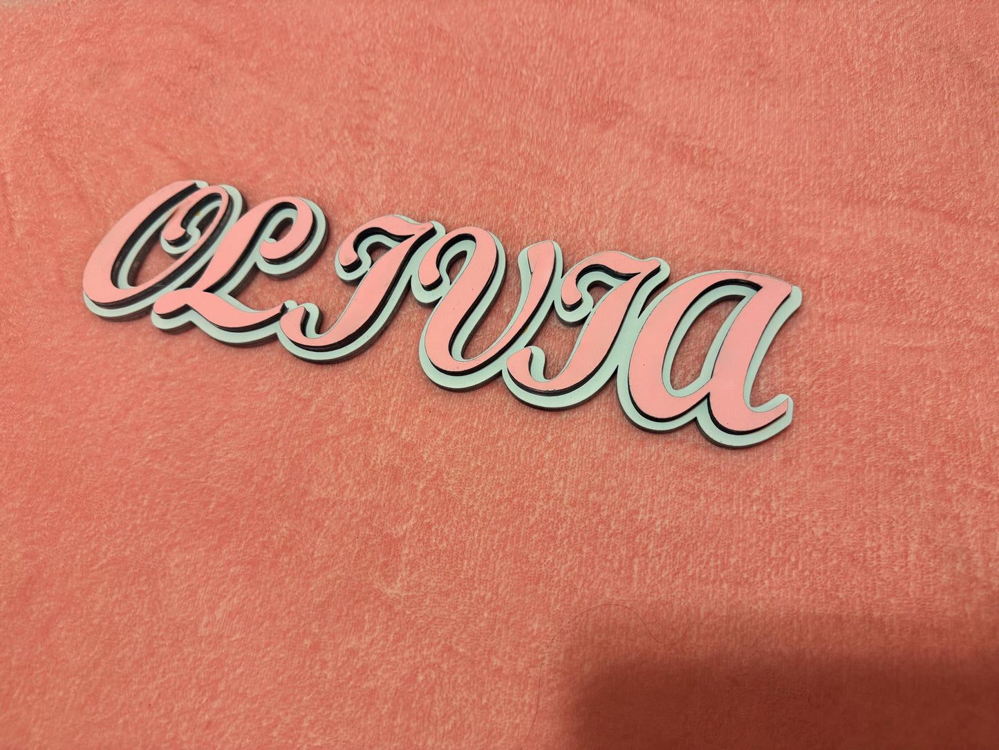 Custom Layered Wooden Name Sign – Personalized Baby Nursery Wall Décor – Painted Kids Room Letters – Free Shipping