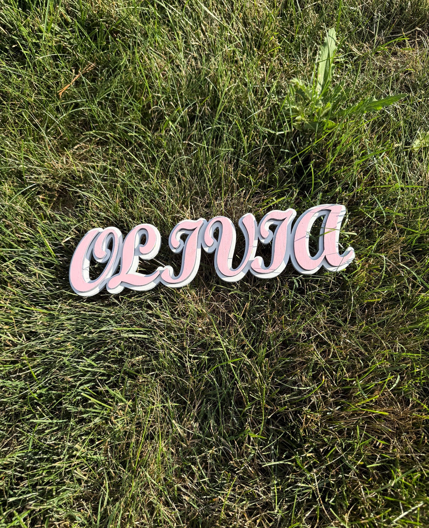 Custom Layered Wooden Name Sign – Personalized Baby Nursery Wall Décor – Painted Kids Room Letters – Free Shipping