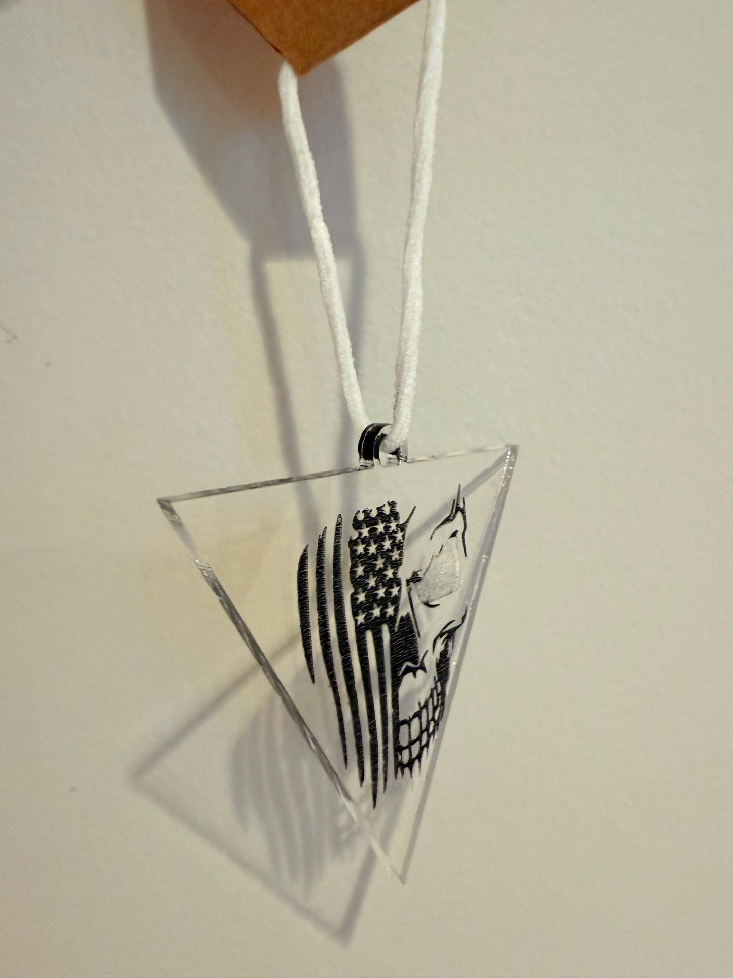 Patriotic Skull Car Pendant | American Flag Car Charm | Personalized Acrylic Keychain Style | Veteran Gift | Handmade USA Décor