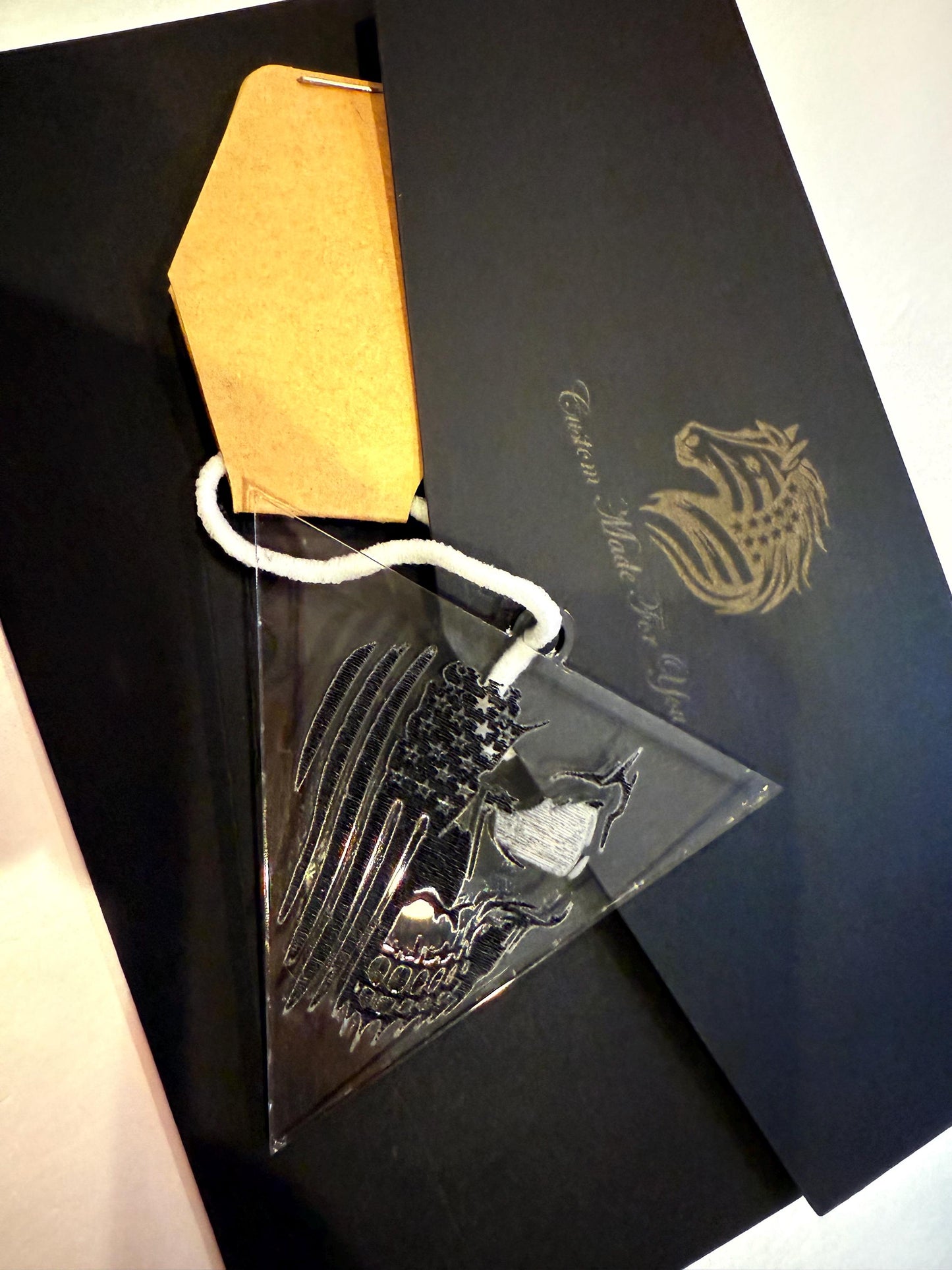 Patriotic Skull Car Pendant | American Flag Car Charm | Personalized Acrylic Keychain Style | Veteran Gift | Handmade USA Décor