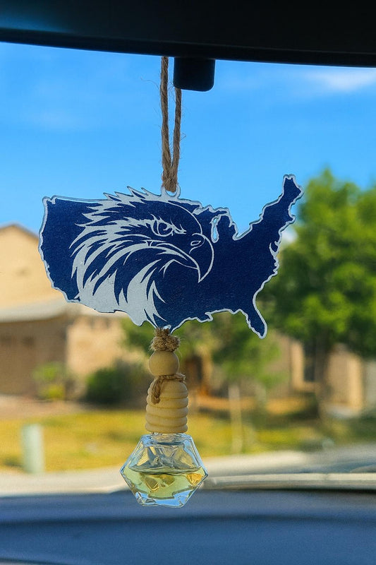USA Eagle Car Hanging with Crystal Diffuser – American Pride Car Freshener – Gift Box Included