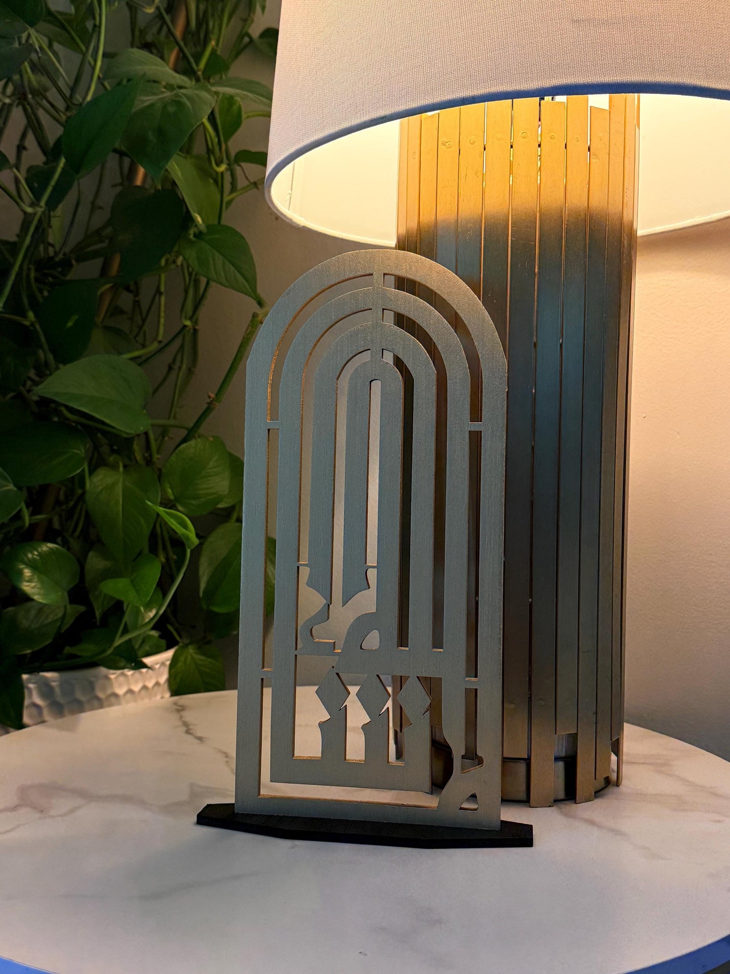 Modern Islamic Wall Art | Mashallah Arabic Calligraphy | Wooden Stand or Wall Decor