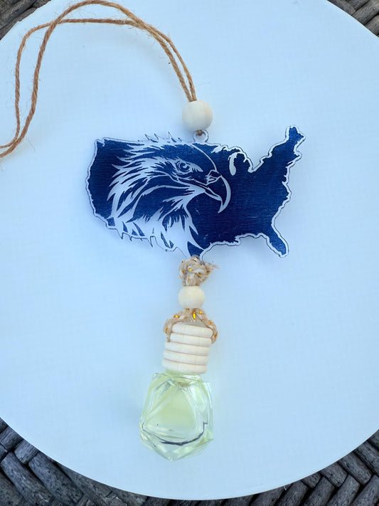USA Eagle Car Hanging with Crystal Diffuser – American Pride Car Freshener – Gift Box Included