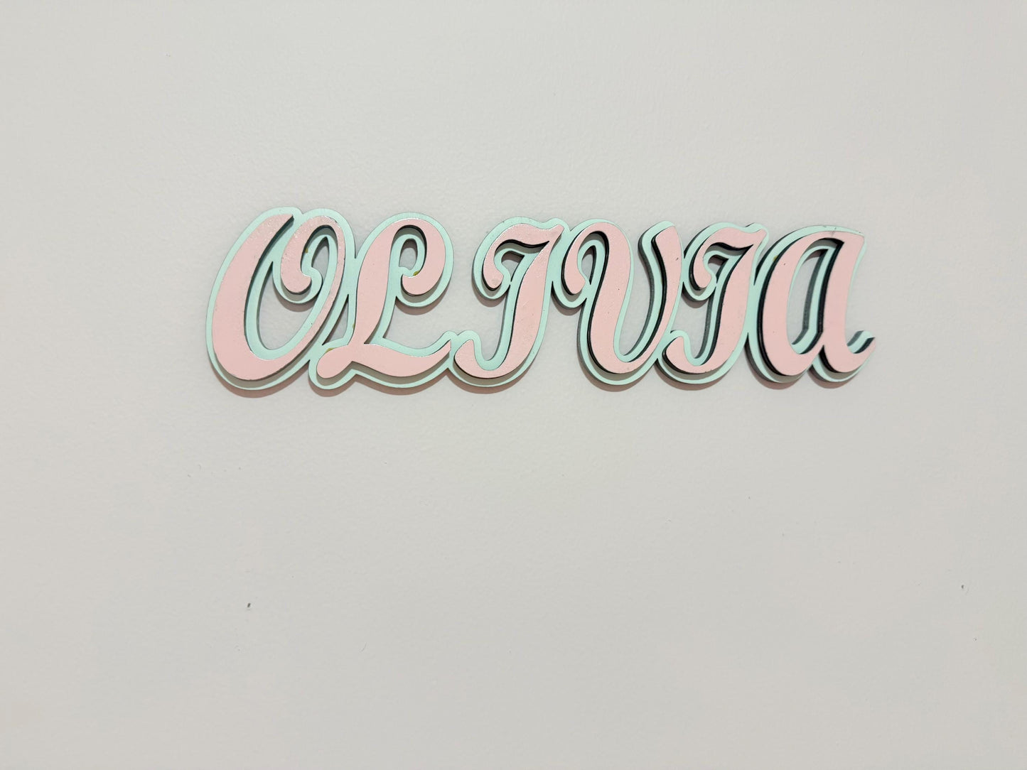 Custom Layered Wooden Name Sign – Personalized Baby Nursery Wall Décor – Painted Kids Room Letters – Free Shipping