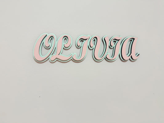 Custom Layered Wooden Name Sign – Personalized Baby Nursery Wall Décor – Painted Kids Room Letters – Free Shipping