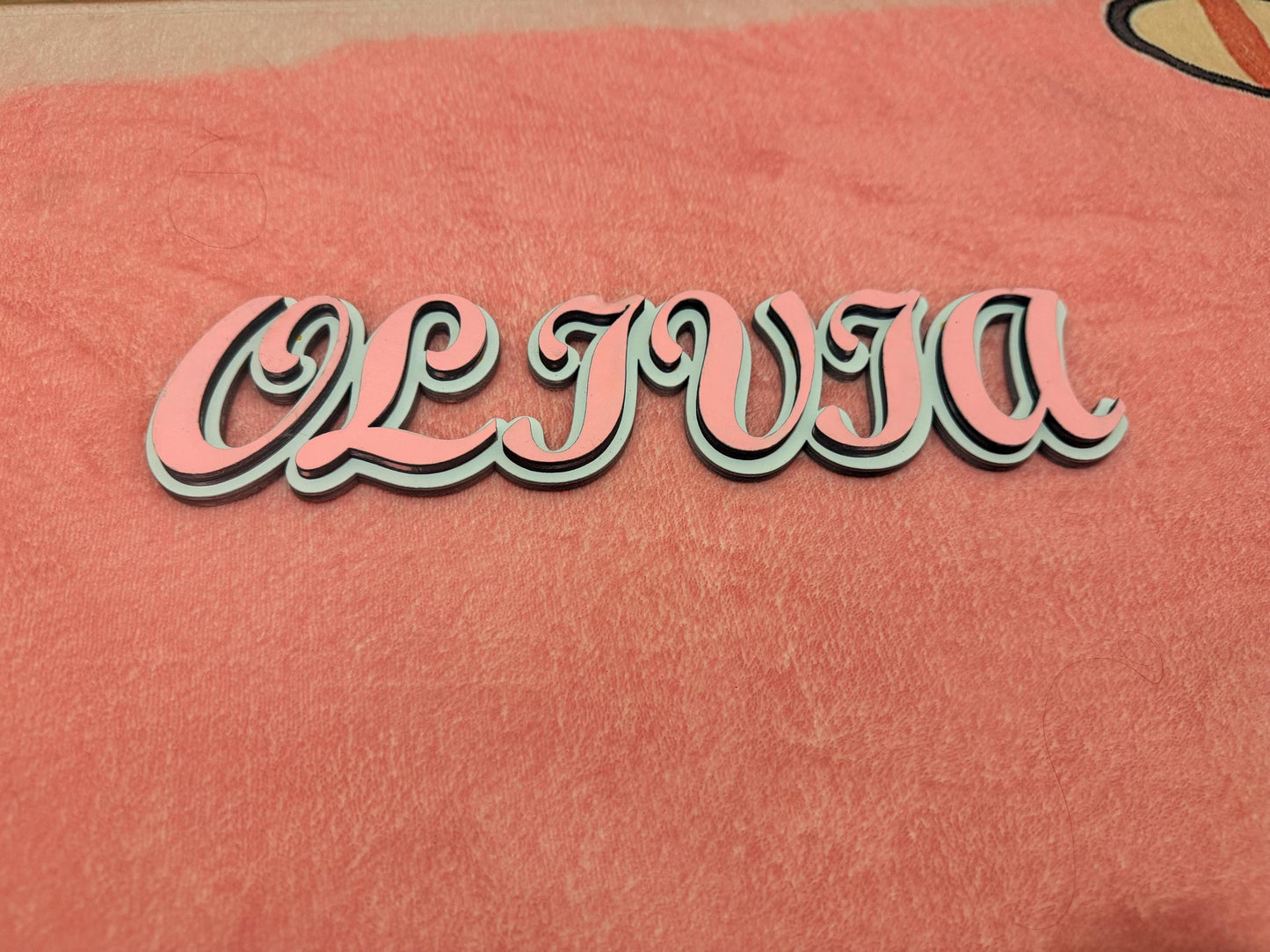 Custom Layered Wooden Name Sign – Personalized Baby Nursery Wall Décor – Painted Kids Room Letters – Free Shipping