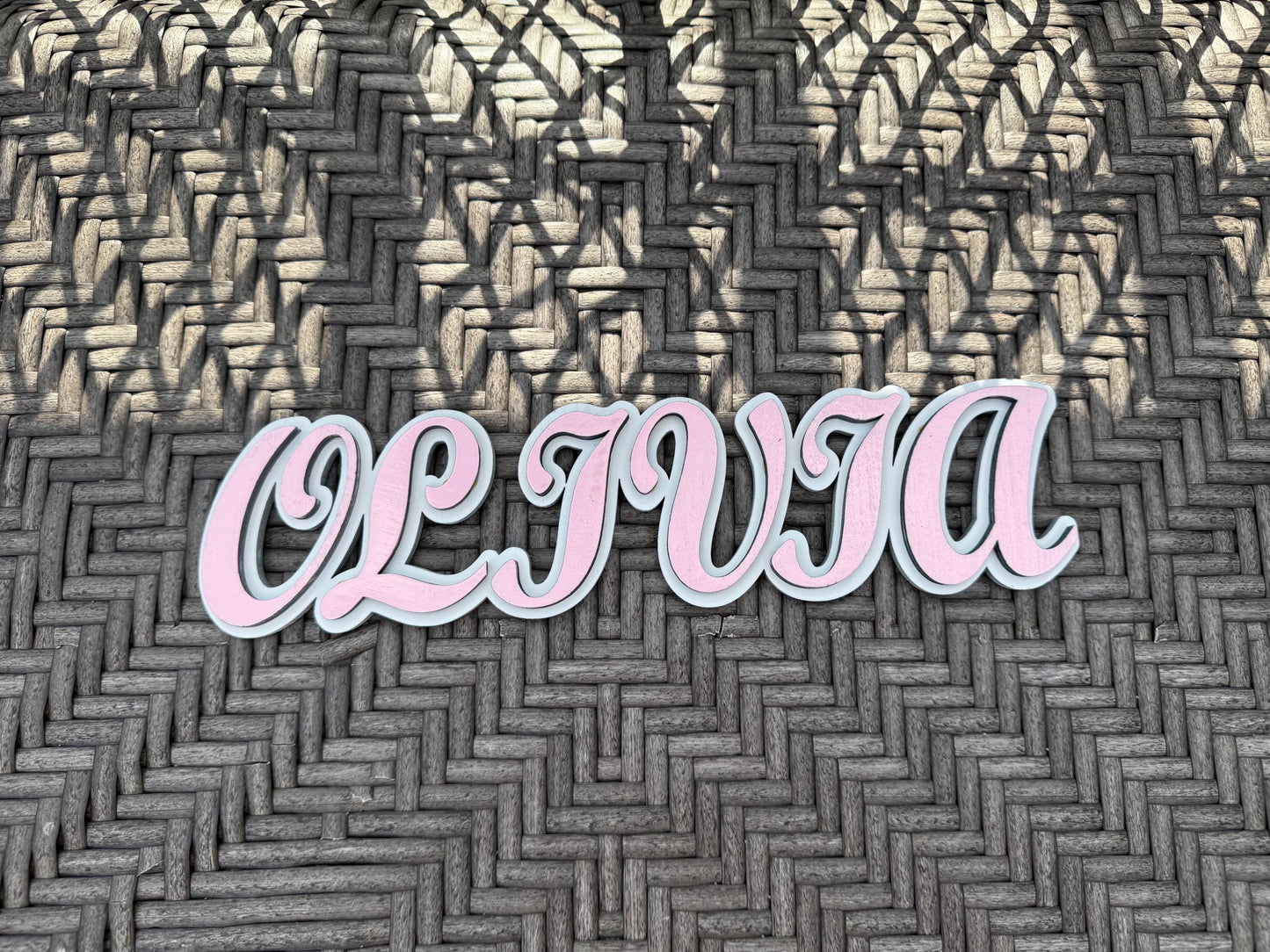 Custom Layered Wooden Name Sign – Personalized Baby Nursery Wall Décor – Painted Kids Room Letters – Free Shipping