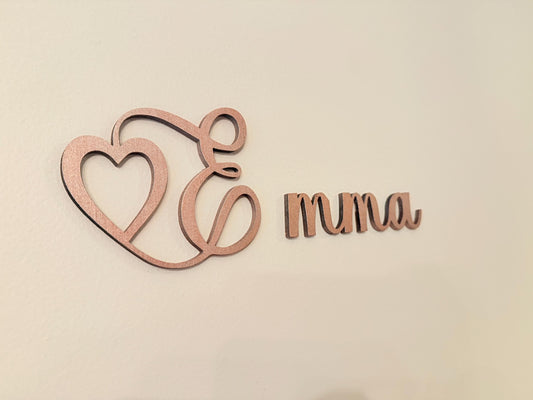 Custom Wooden Name Sign with Heart – Personalized Nursery Wall Décor – Baby Shower Gift – Free Shipping