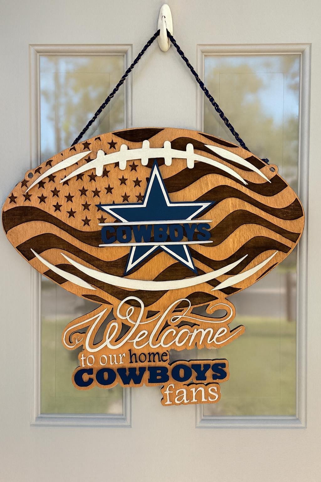 Handmade Cowboys Welcome Sign – Wooden Football Wall Décor | 18” 22” 35” 45” | Free Shipping