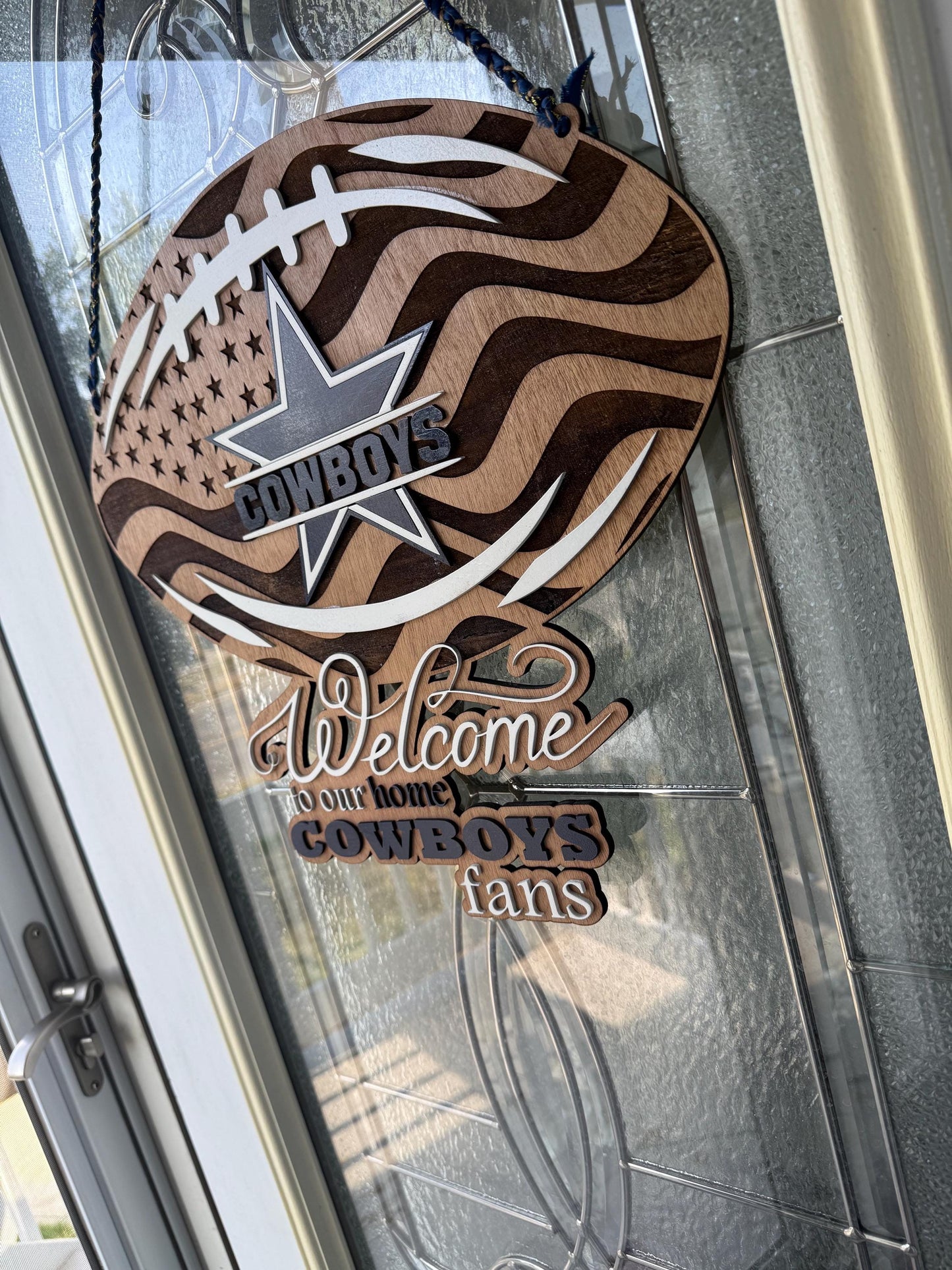 Handmade Cowboys Welcome Sign – Wooden Football Wall Décor | 18” 22” 35” 45” | Free Shipping