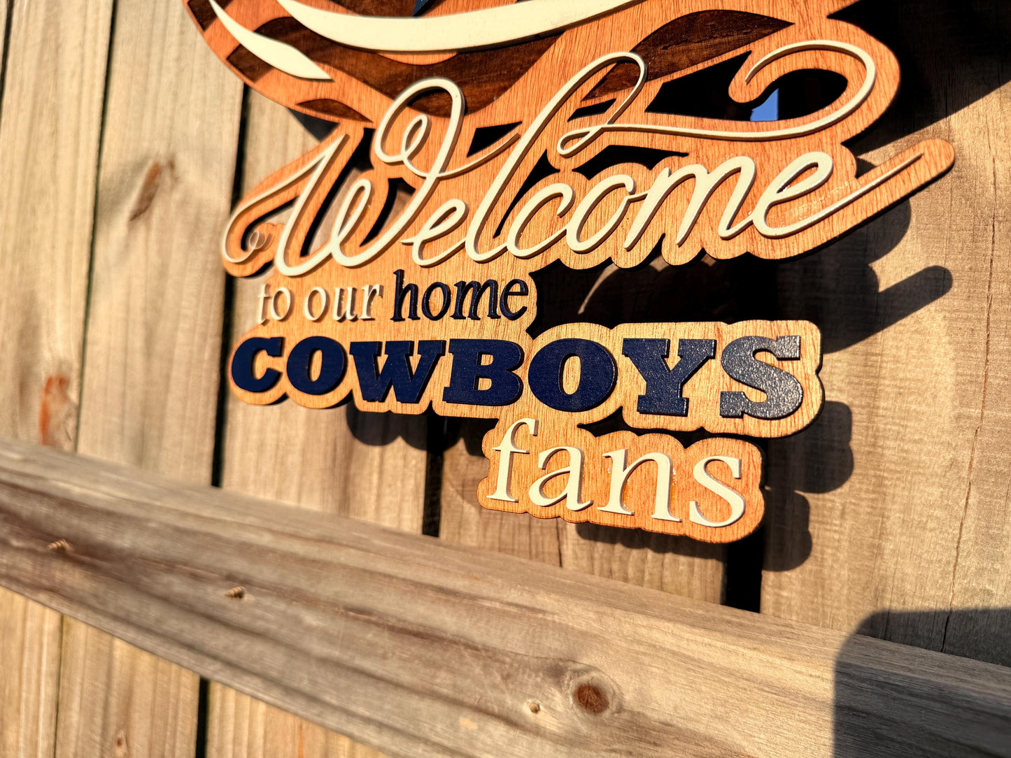 Handmade Cowboys Welcome Sign – Wooden Football Wall Décor | 18” 22” 35” 45” | Free Shipping