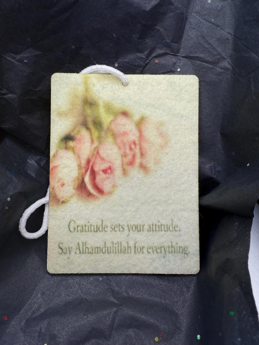 Gratitude Car Freshener – Alhamdulillah Quote | Handmade Arabic Calligraphy Air Freshener