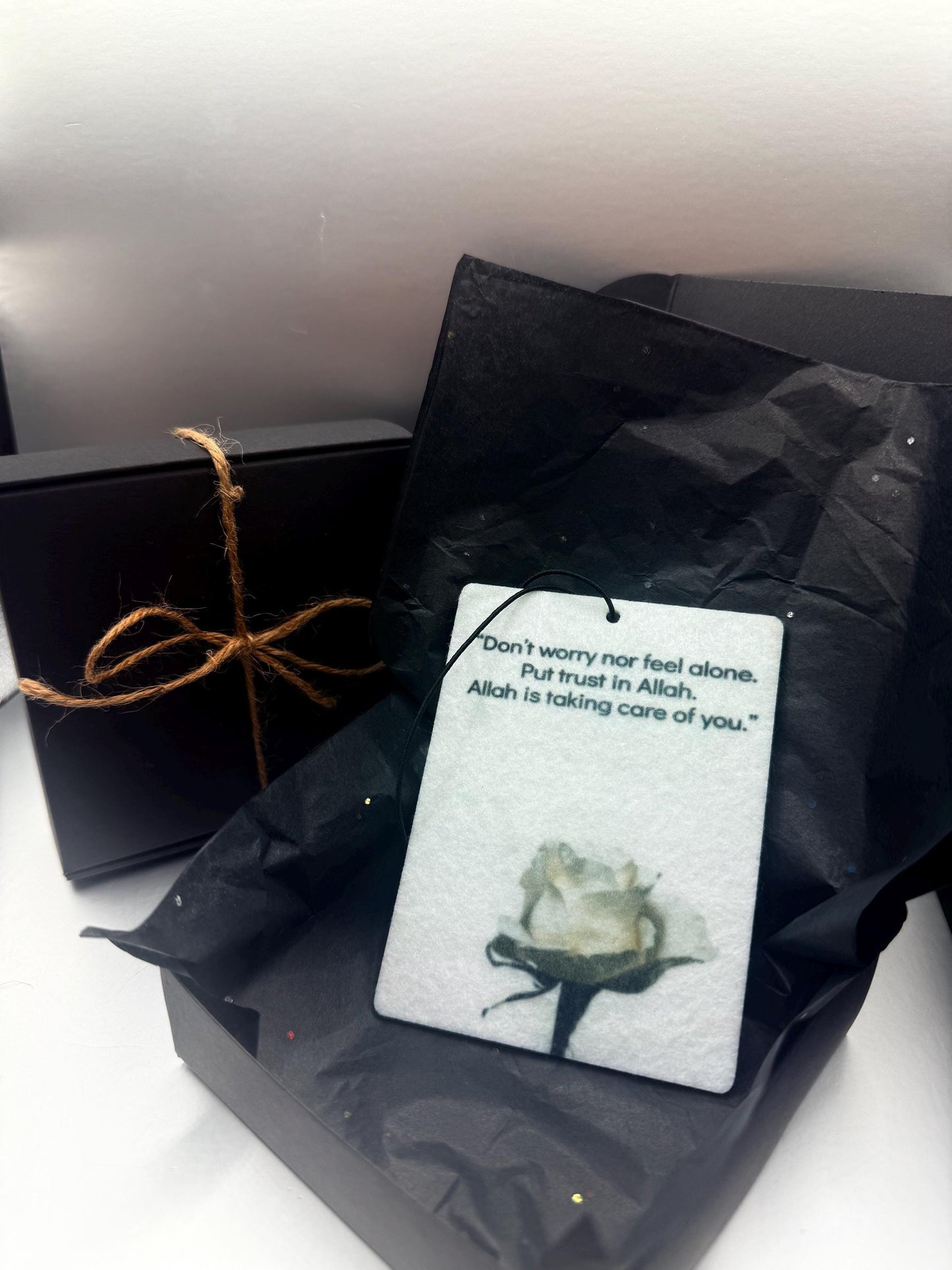 Trust in Allah Car Freshener – Inspirational Islamic Quote | Handmade Air Freshener