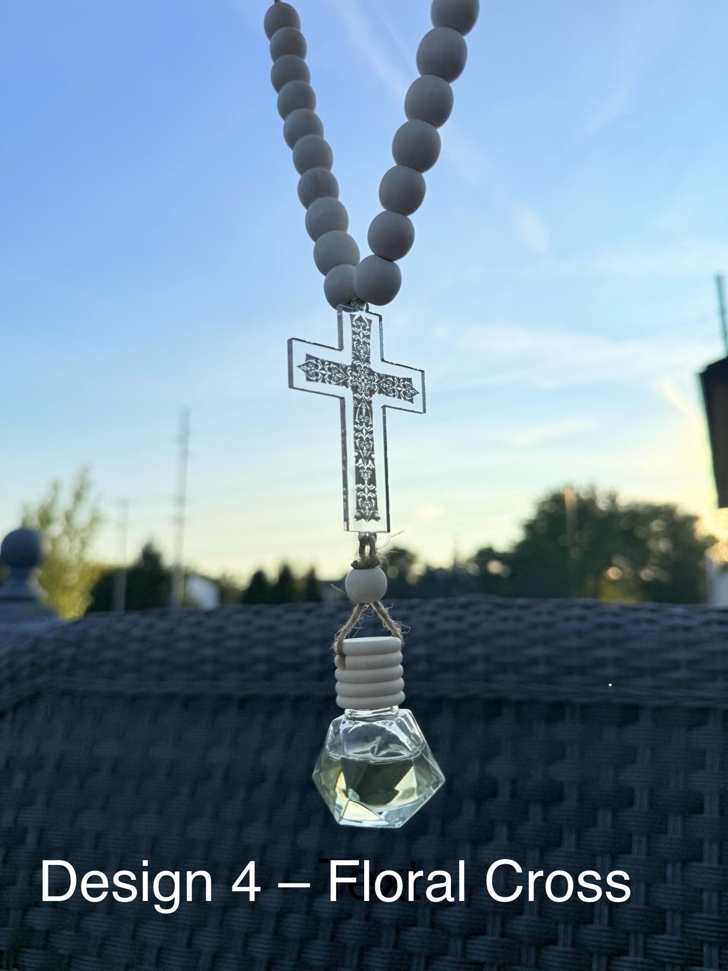 Car Air Freshener with Cross – Handmade Christian Car Charm, 4 Designs & Premium Scents