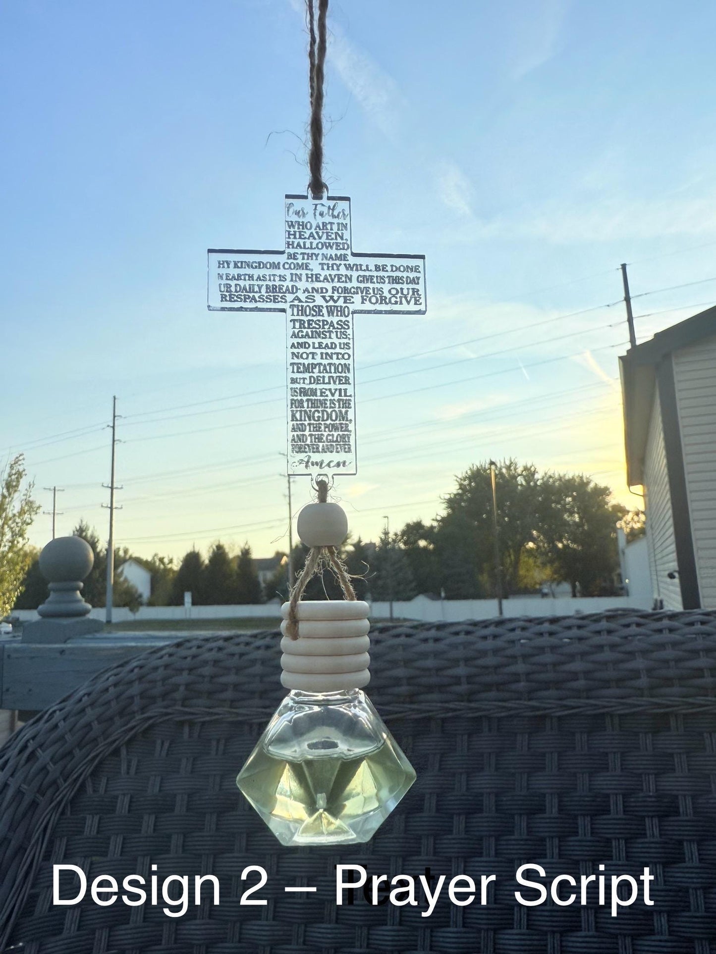 Car Air Freshener with Cross – Handmade Christian Car Charm, 4 Designs & Premium Scents