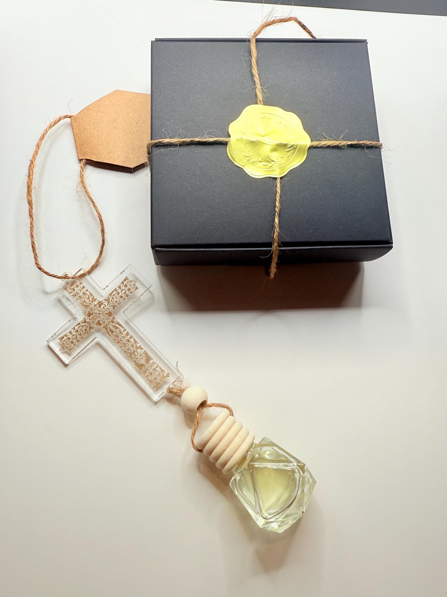 Car Air Freshener with Cross – Handmade Christian Car Charm, 4 Designs & Premium Scents