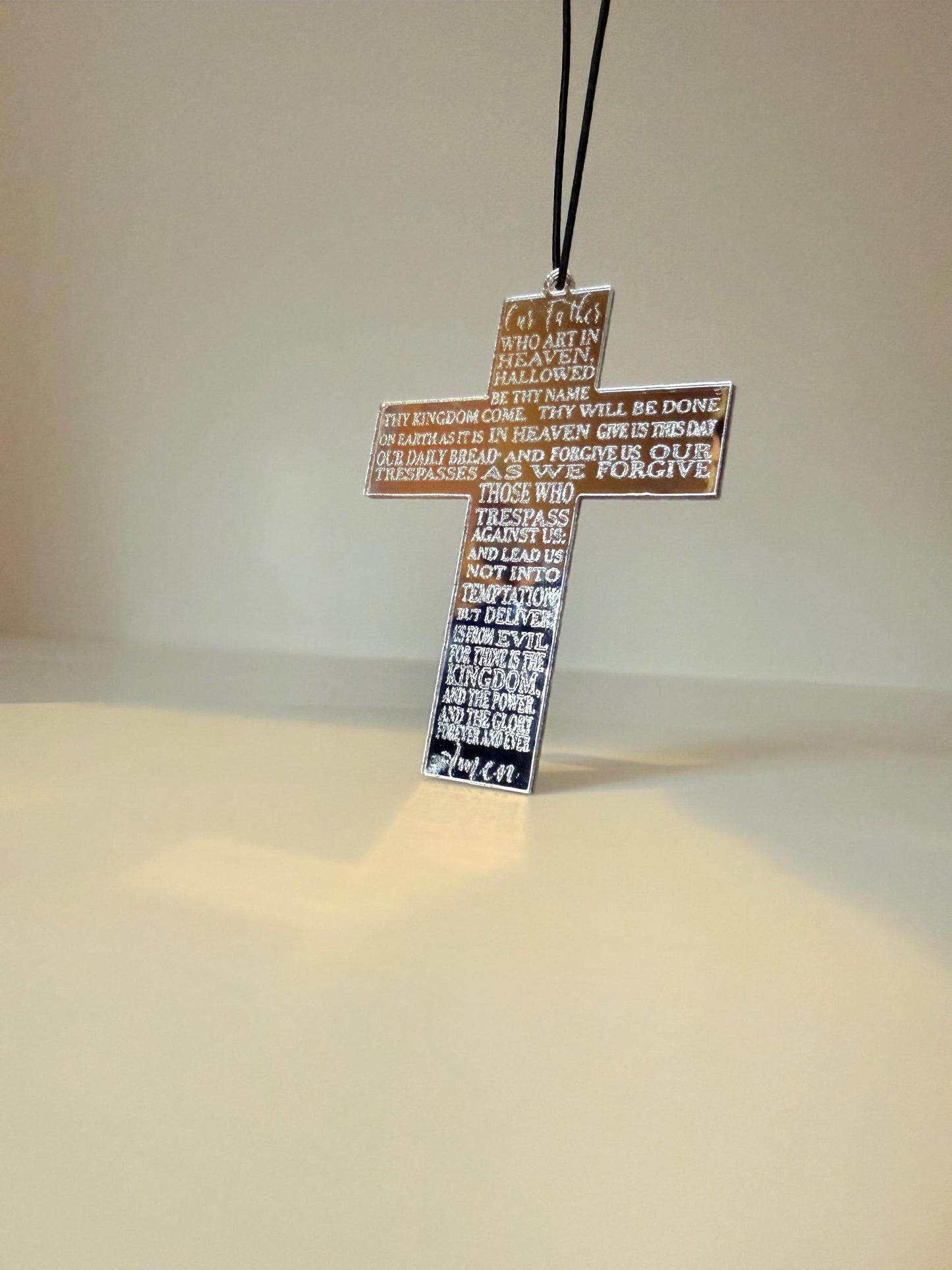 Prayer Cross Medallion – Handmade Keepsake with Engraved Prayer, Elegant Christian Gift