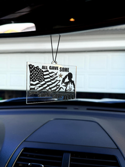 Memorial Car Pendant | “All Gave Some, Some Gave All” Acrylic Hanging Charm | Patriotic Veteran Gift | Handmade USA Military Tribute