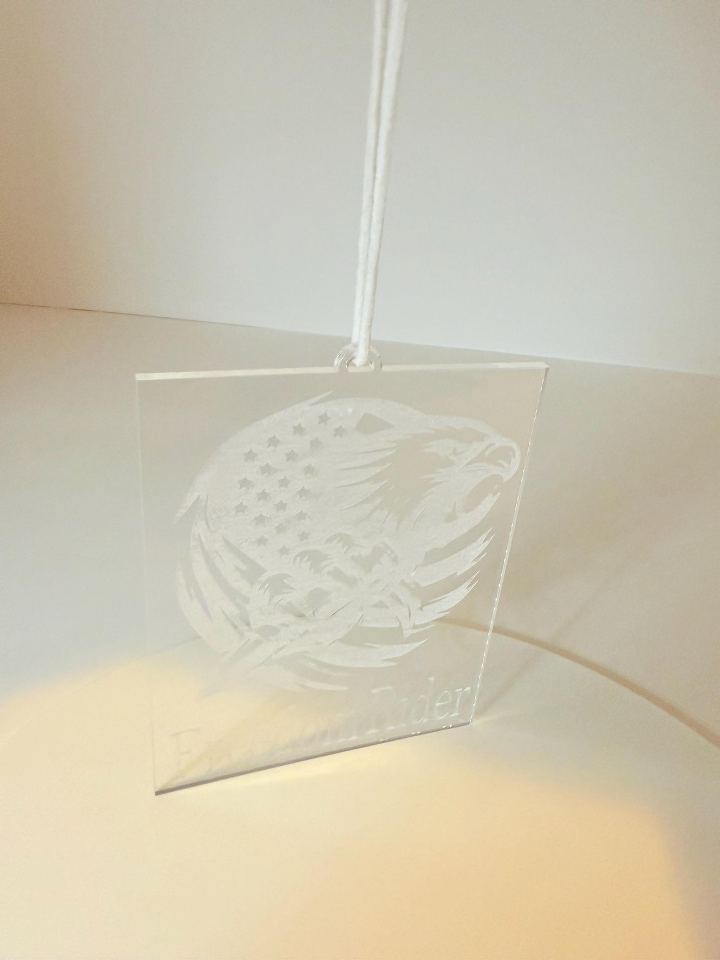 Freedom Rider Eagle Car Pendant | Patriotic Acrylic Rearview Charm | Handmade USA Biker Gift