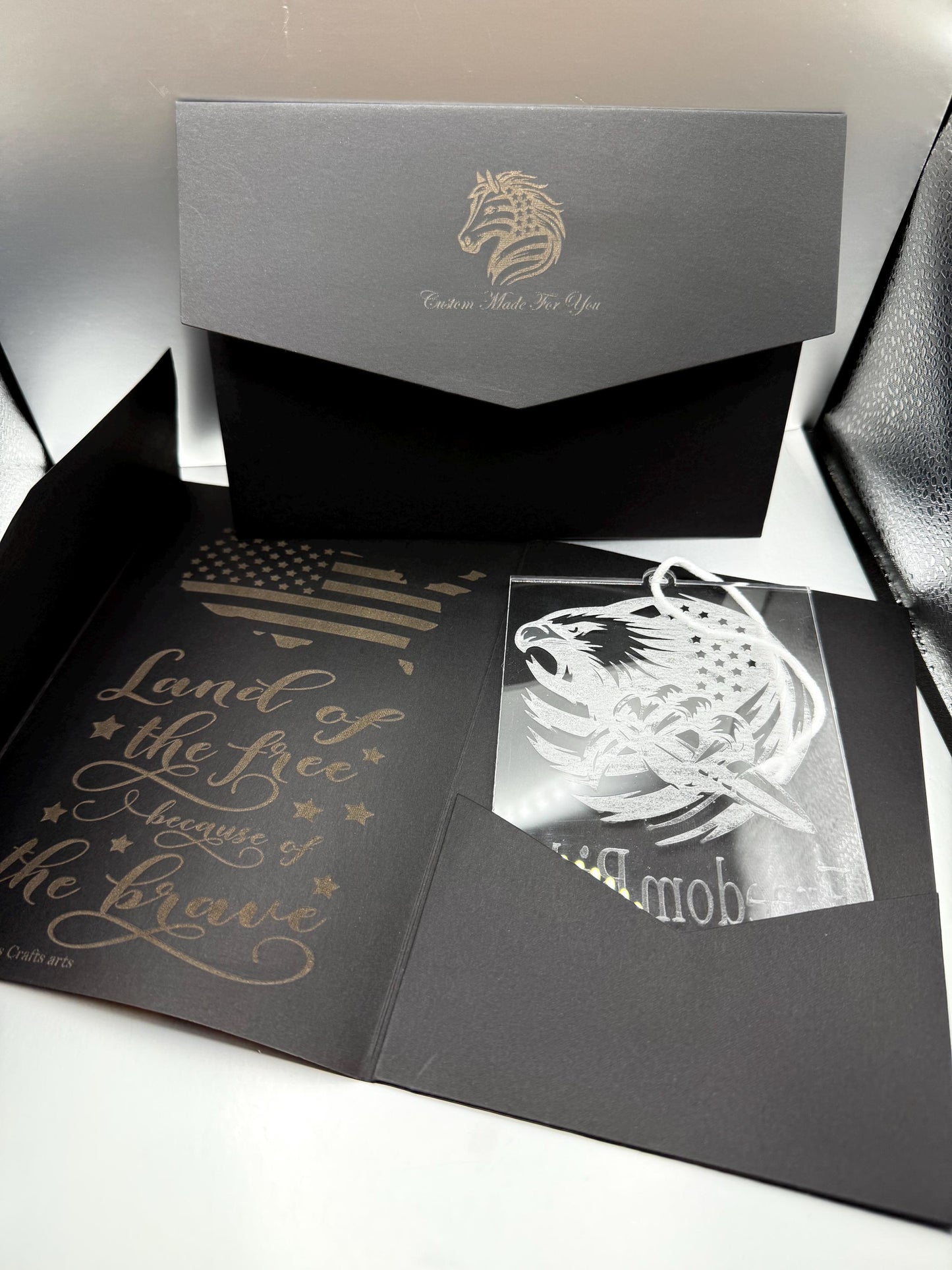 Freedom Rider Eagle Car Pendant | Patriotic Acrylic Rearview Charm | Handmade USA Biker Gift