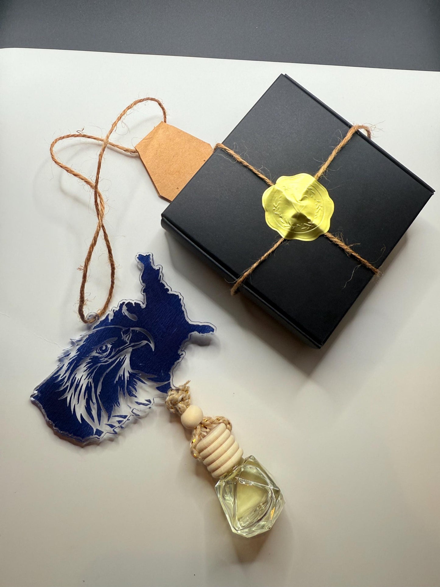 USA Eagle Car Hanging with Crystal Diffuser – American Pride Car Freshener – Gift Box Included