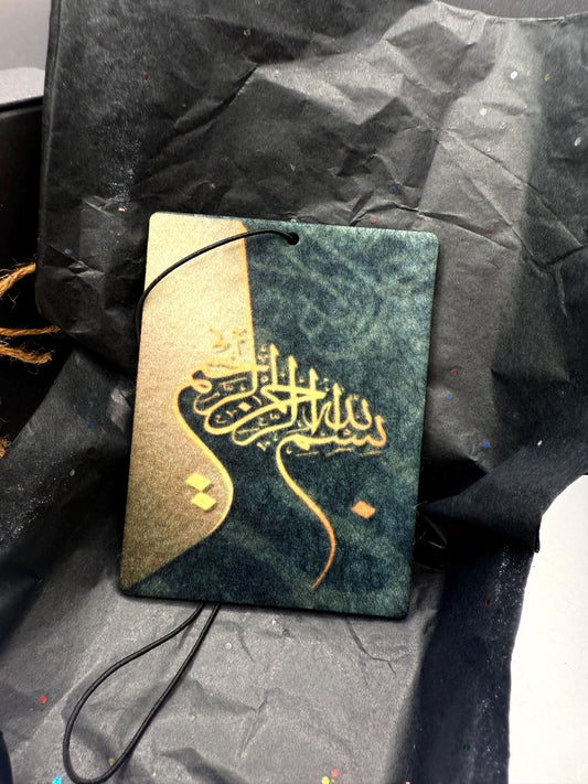 Bismillah Car Freshener – “Bismillah al-Rahman al-Raheem” | Handmade Arabic Calligraphy Air Freshener