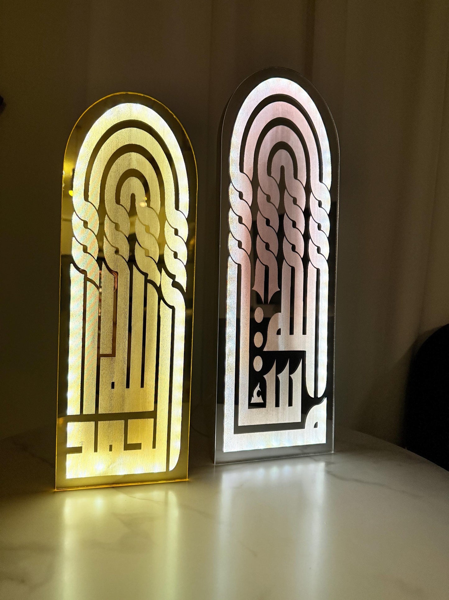 Exclusive Islamic LED Wall/Table Decor – Arabic Calligraphy Acrylic Art | Handmade | Custom Sizes 12” / 16” / 20” / 24” / 34” / 44” / 54”