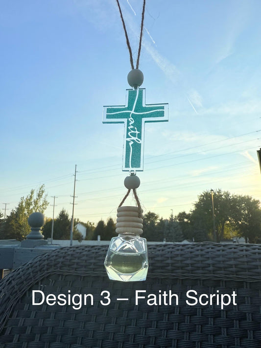 Car Air Freshener with Cross – Handmade Christian Car Charm, 4 Designs & Premium Scents